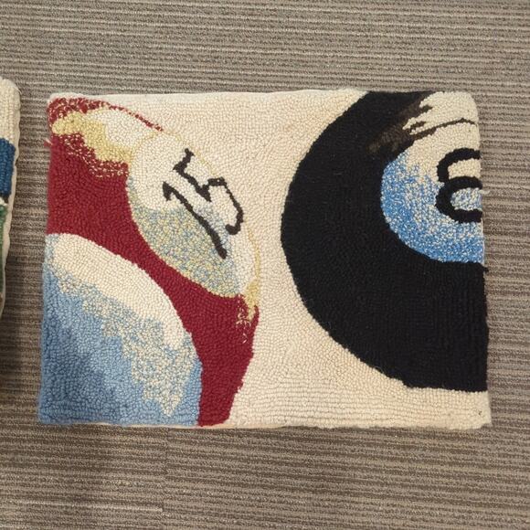 Grandin Road Pillow Covers Pair Darts Billiard Pool Balls Game Room Man Cave - Picture 4 of 7